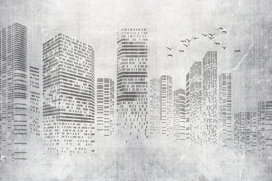 wall murals Birds over the city, minimalism u34725