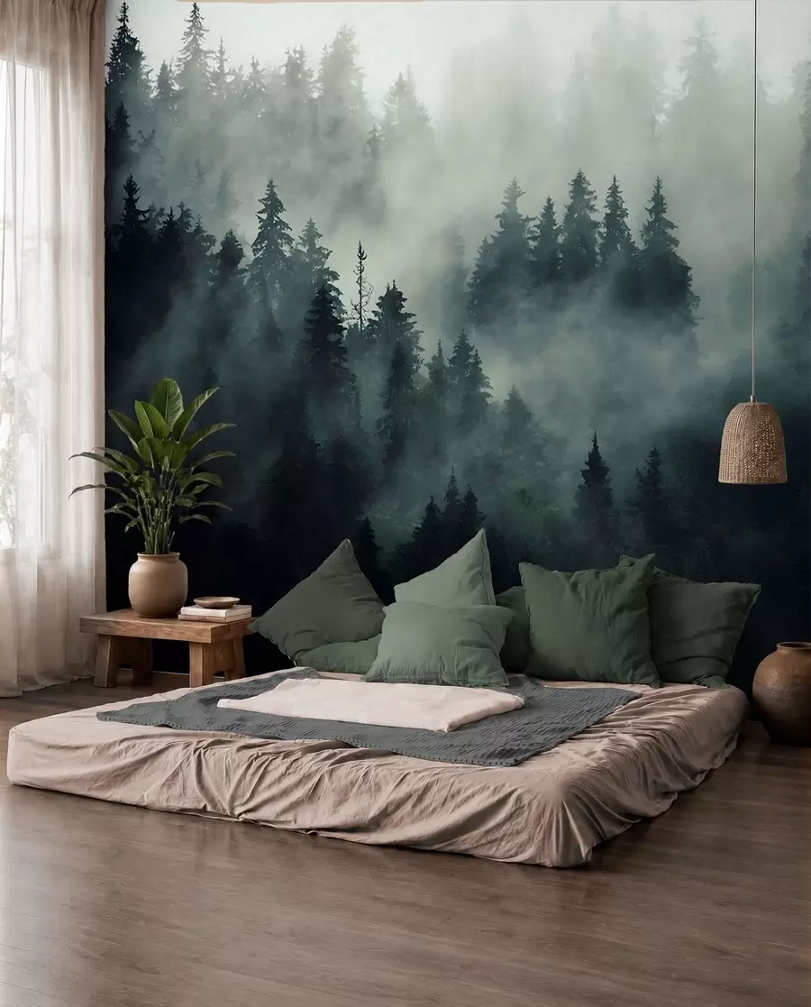 wall murals Foggy morning, forest u36439