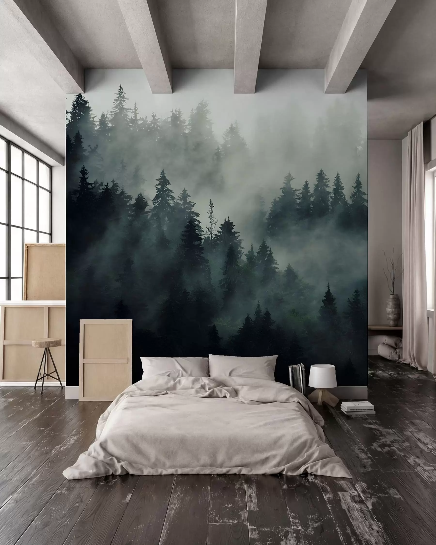 wall murals Foggy morning, forest u36439