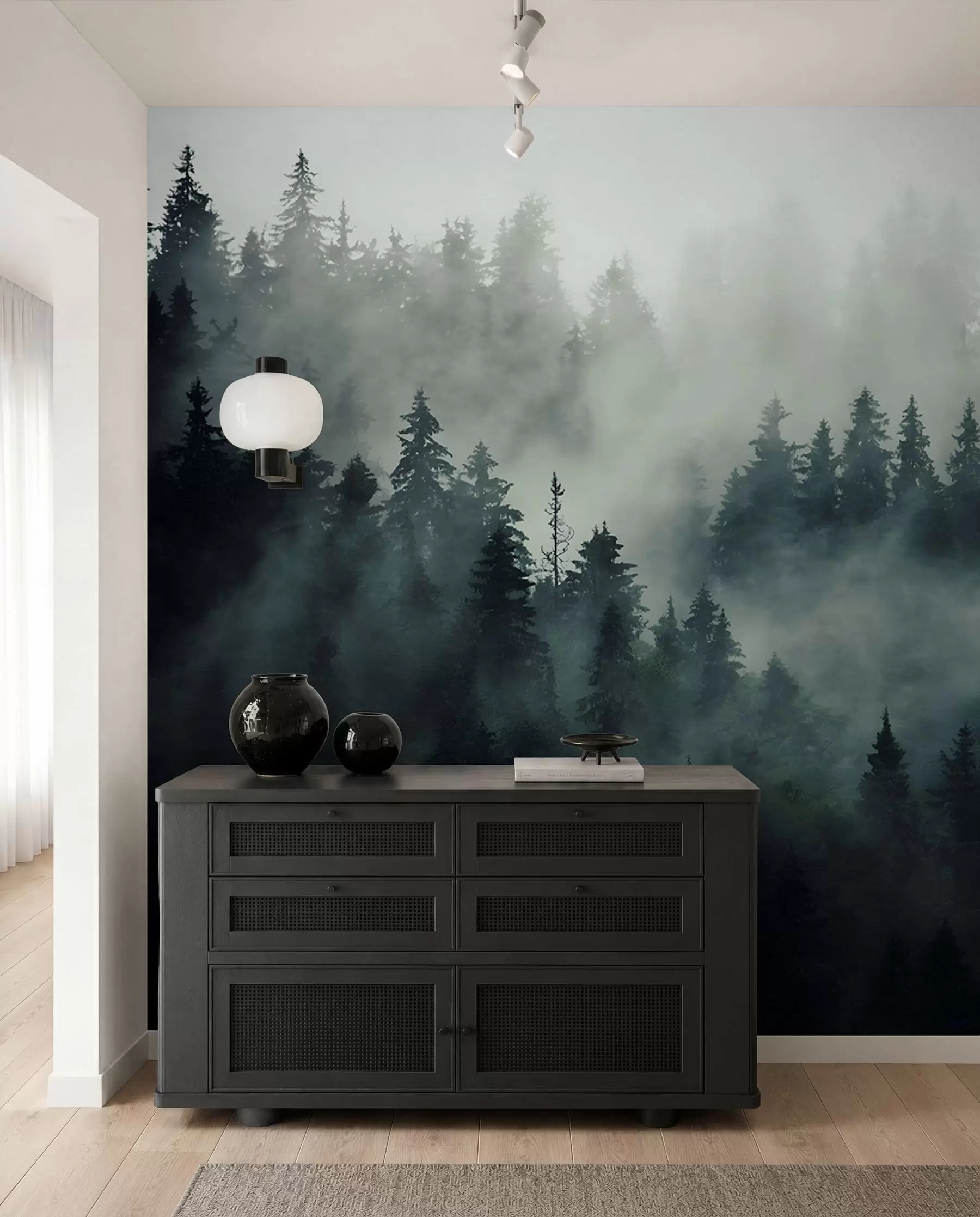 wall murals Foggy morning, forest u36439