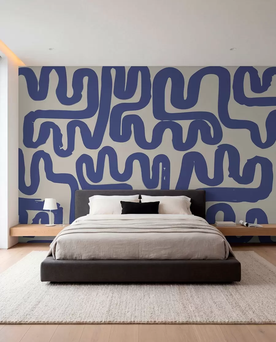 wall murals Blue winding lines w01686