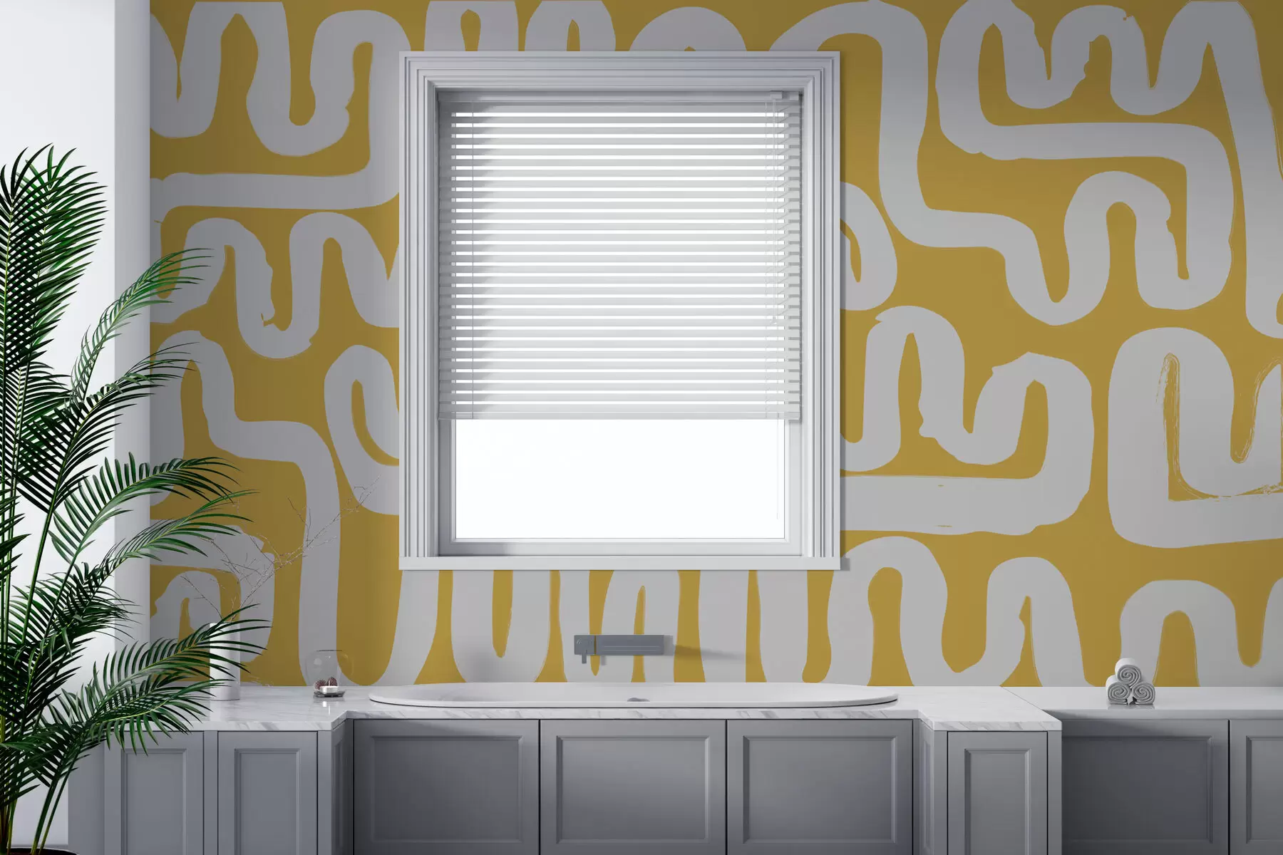 wall murals Yellow winding lines w01686v1