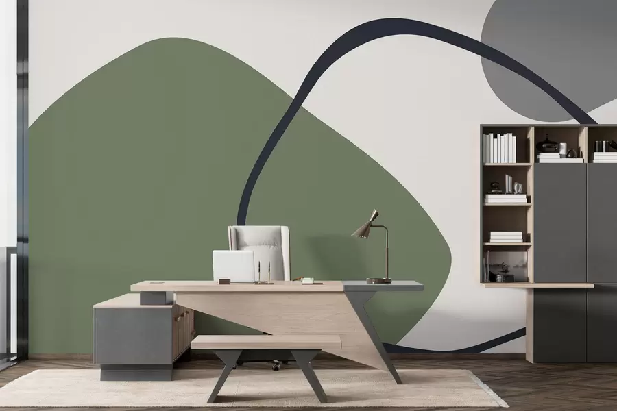 wall murals Geometric green and gray shapes on a light background w01687v1