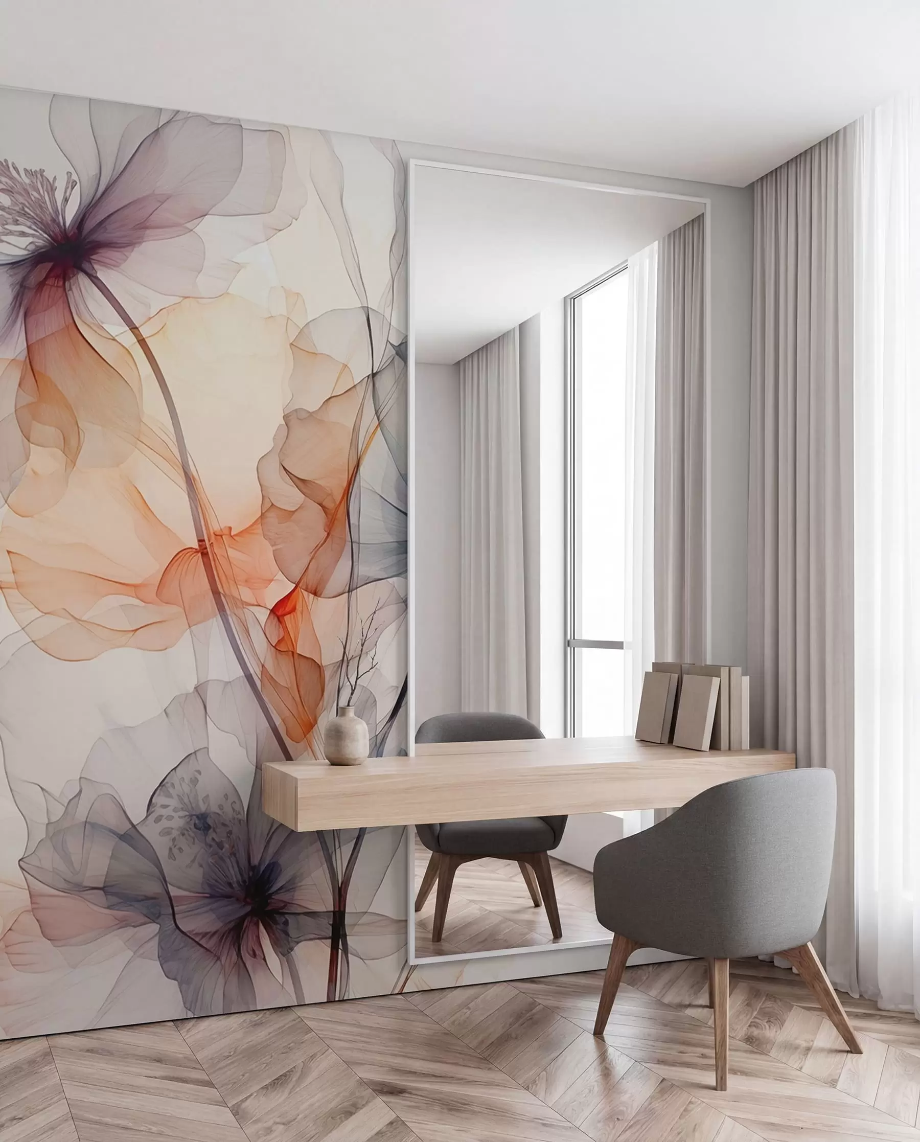 wall murals Translucent Blooms w01781