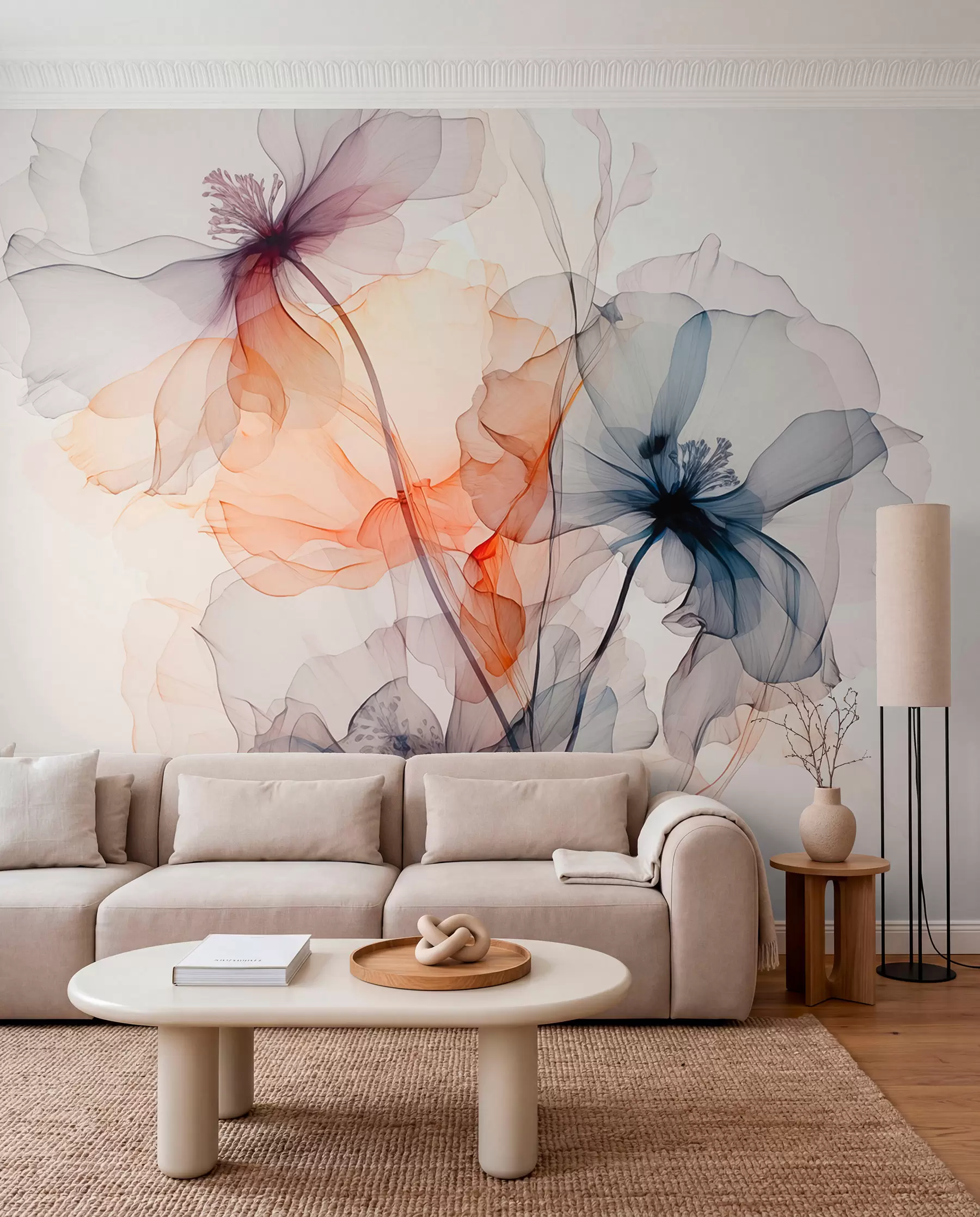 wall murals Abstract translucent flowers liquid watercolor w01781