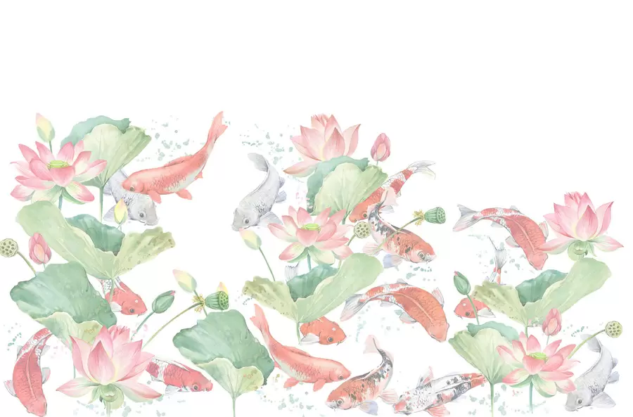 wall murals Japanese koi fish w01821v1