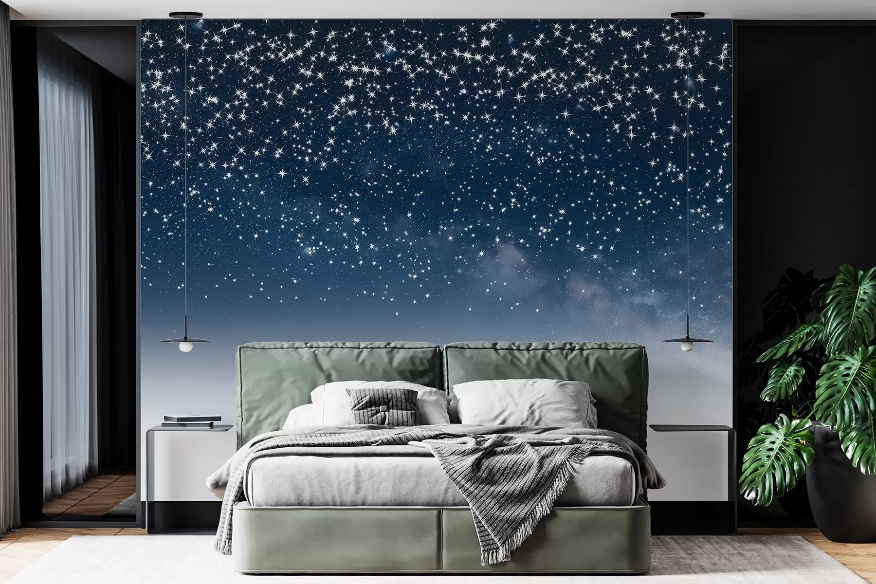 wall murals Starry night sky, soft gradient, cosmic, constellations w01797v1