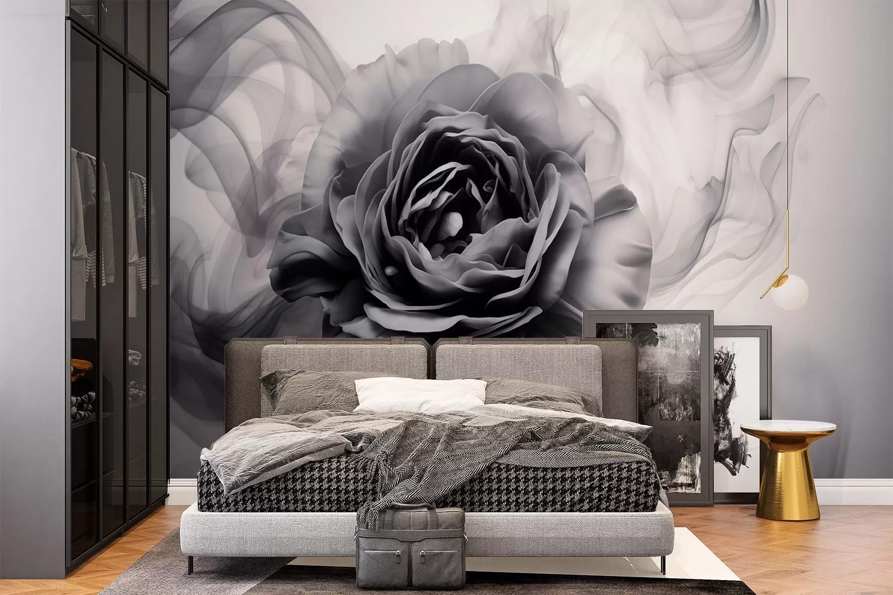 wall murals Black and white rose w01907