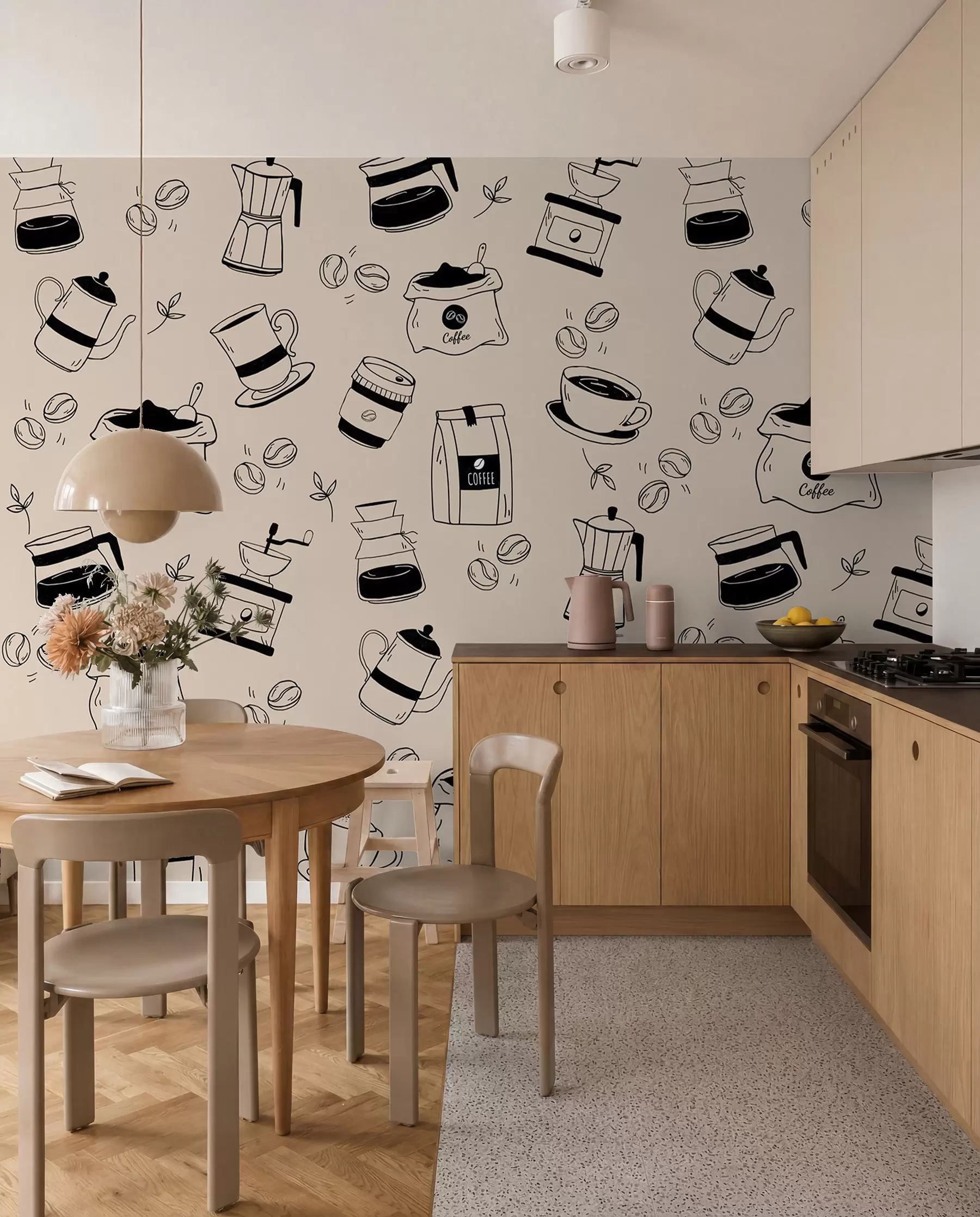 wall murals Coffee details on a light background w02002
