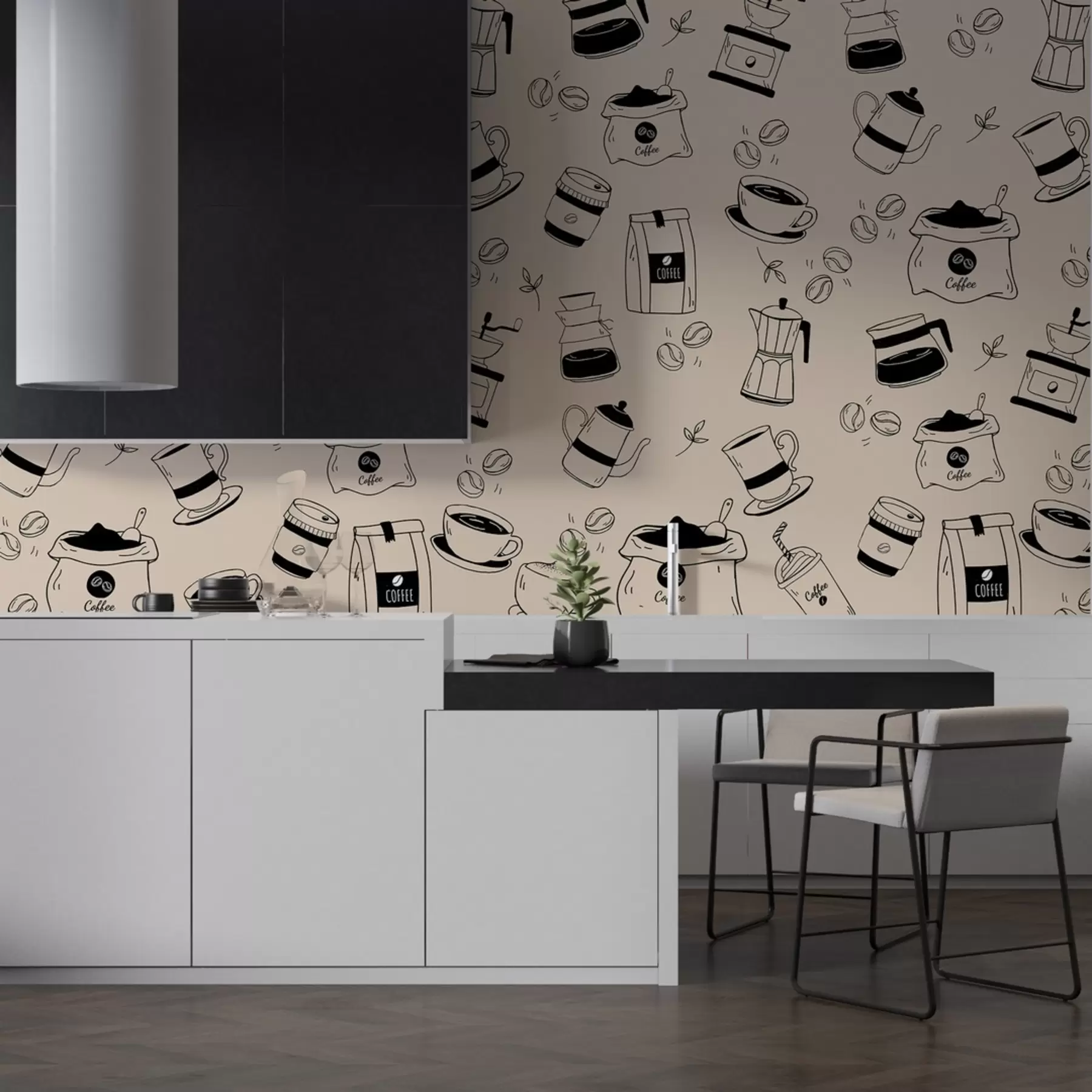 wall murals Coffee details on a light background w02002