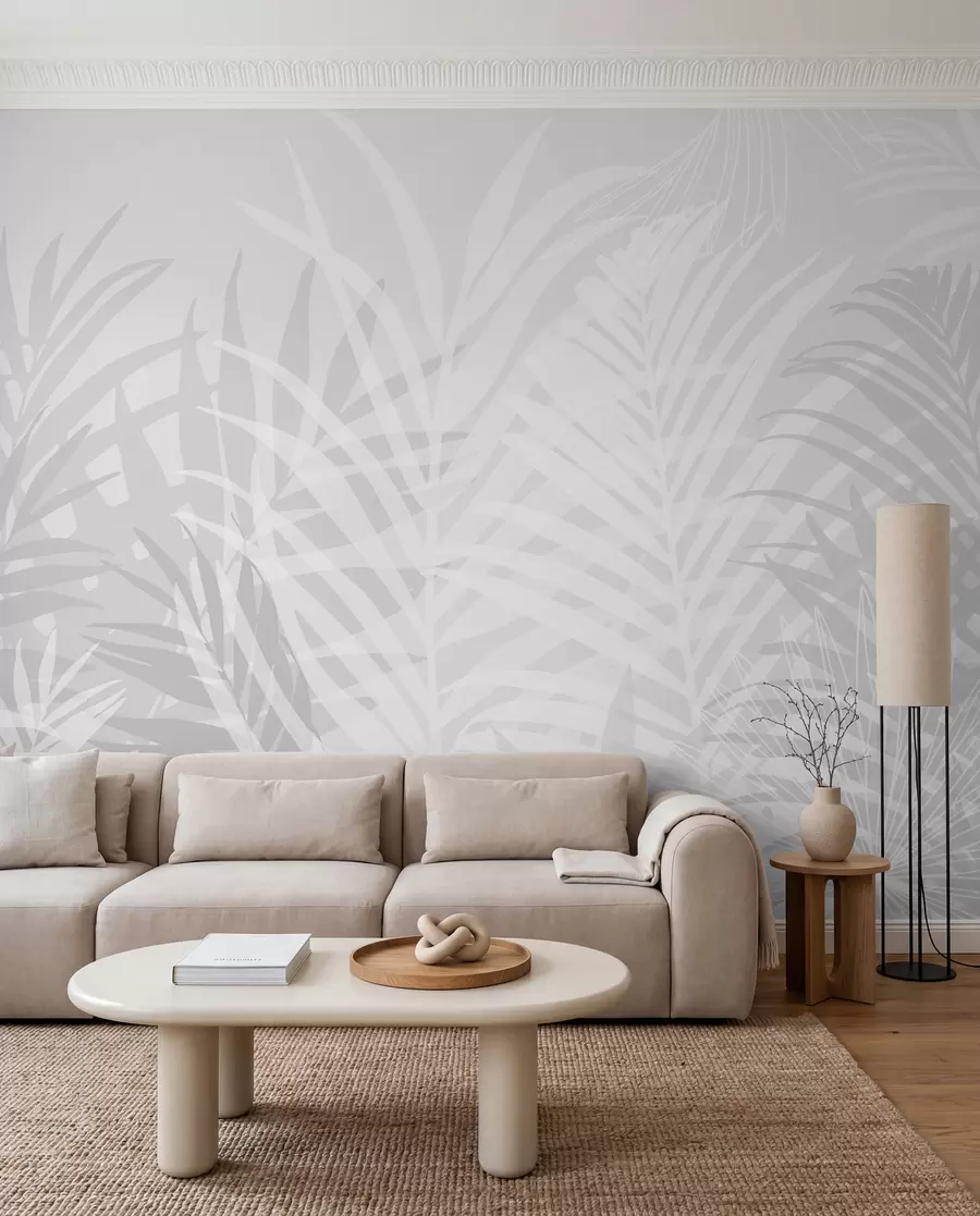 wall murals Trendy tropical leaves gray color w02026v1