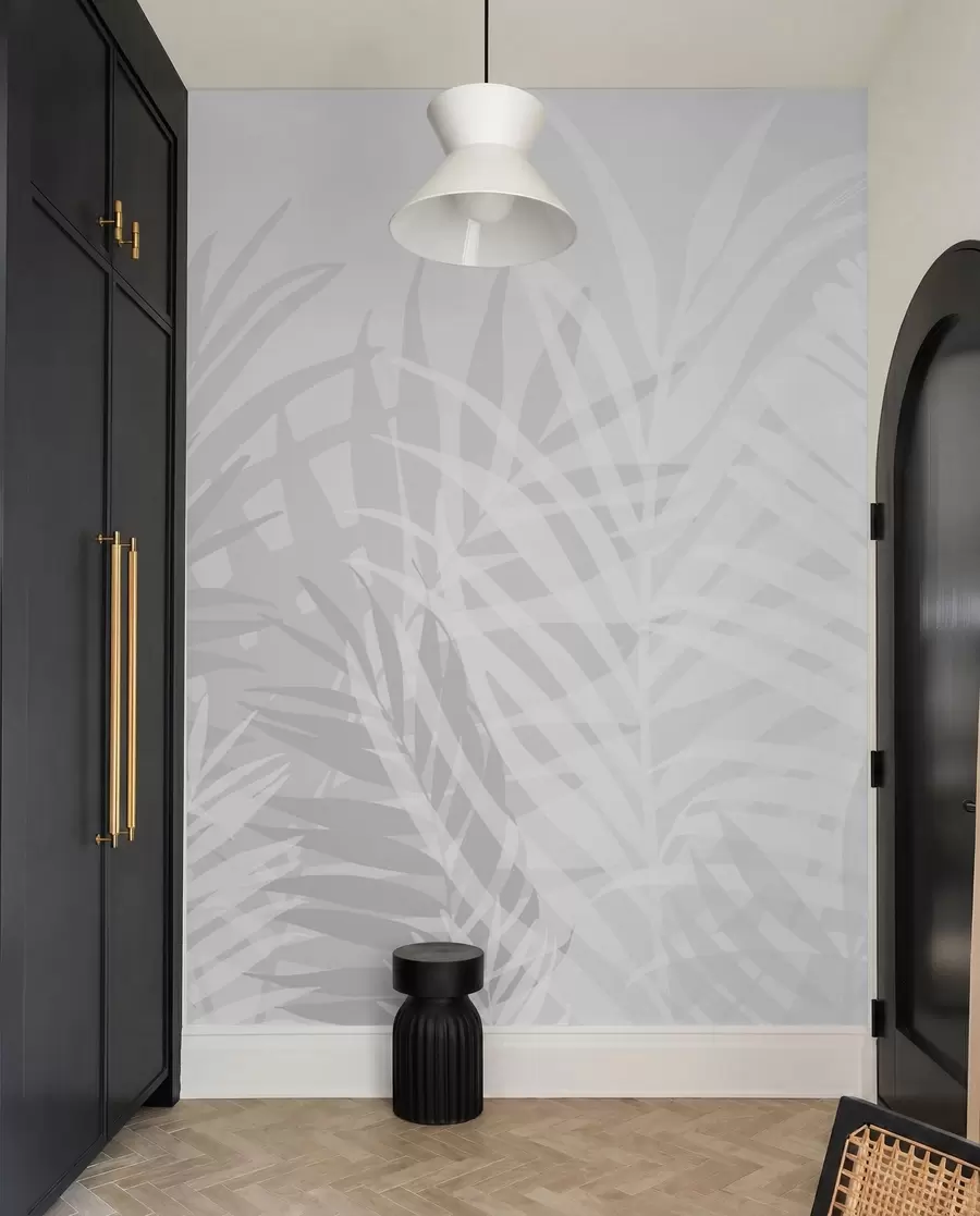 wall murals Trendy tropical leaves gray color w02026v1