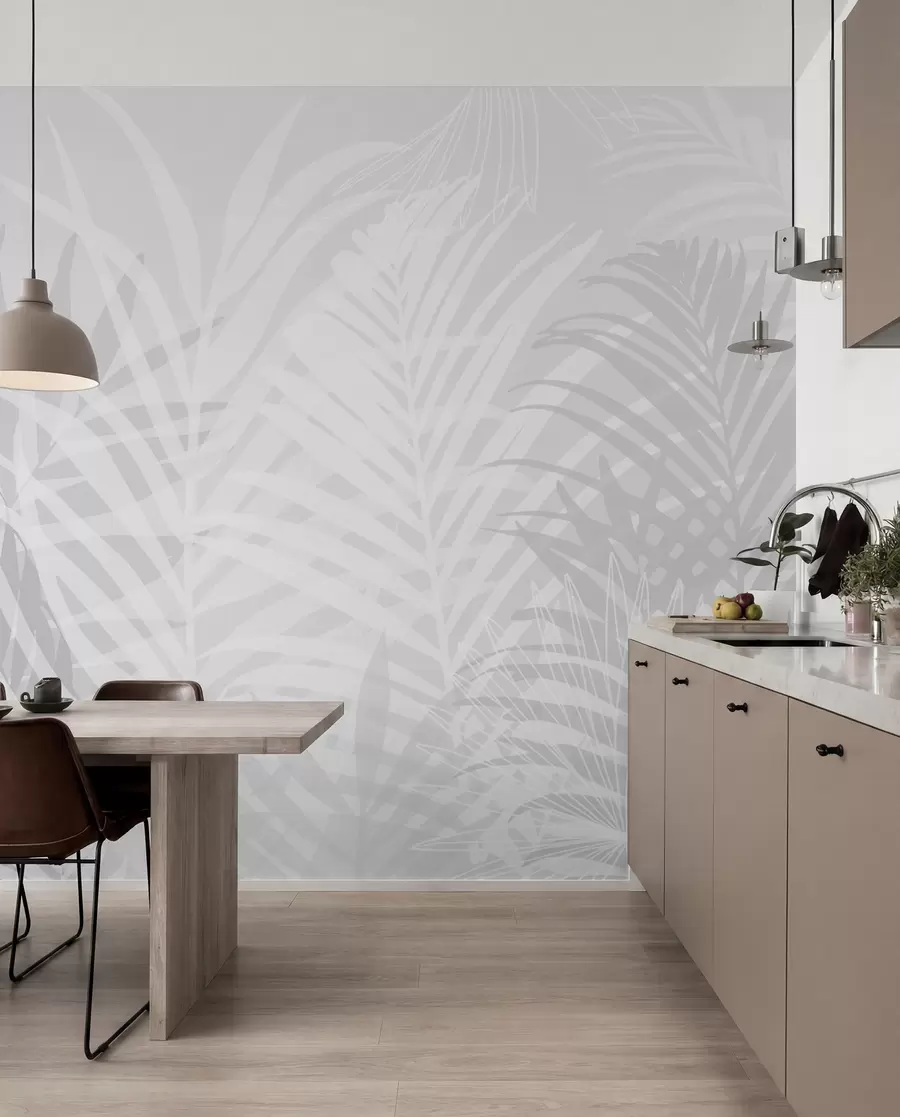 wall murals Trendy tropical leaves gray color w02026v1