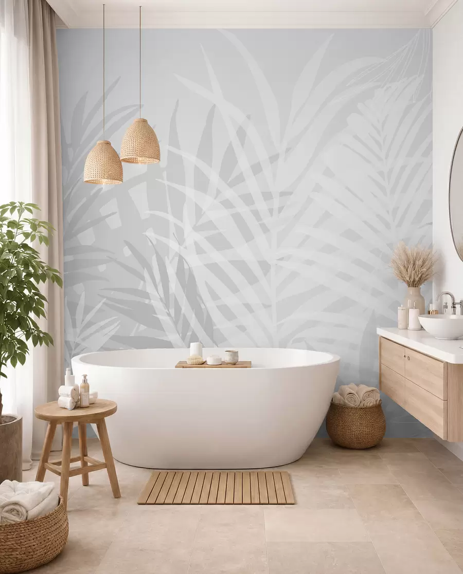 wall murals Trendy tropical leaves gray color w02026v1