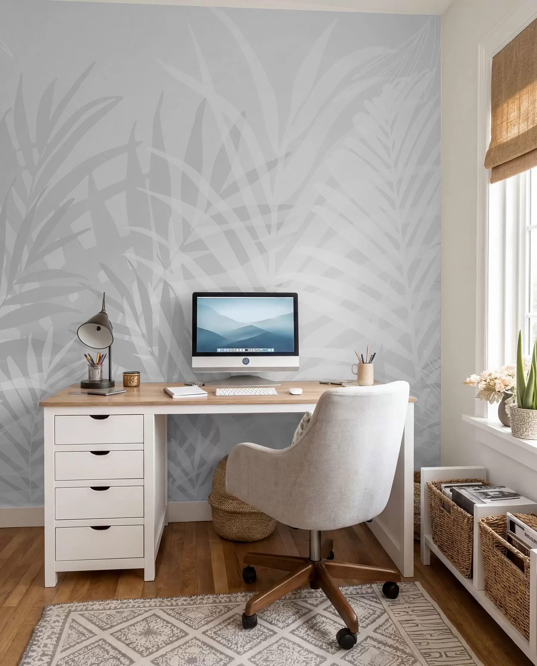 wall murals Trendy tropical leaves gray color w02026v1