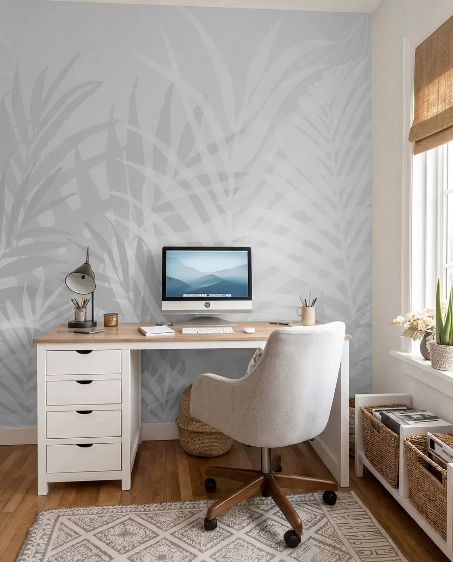 wall murals Trendy tropical leaves gray color w02026v1