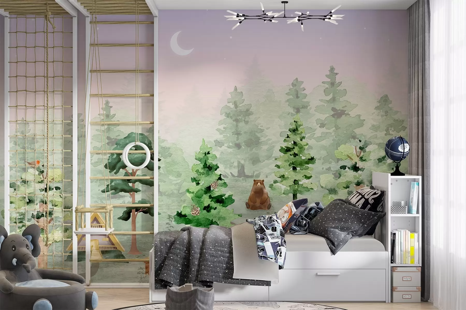 wall murals Whimsical forest gathering at dusk u98990