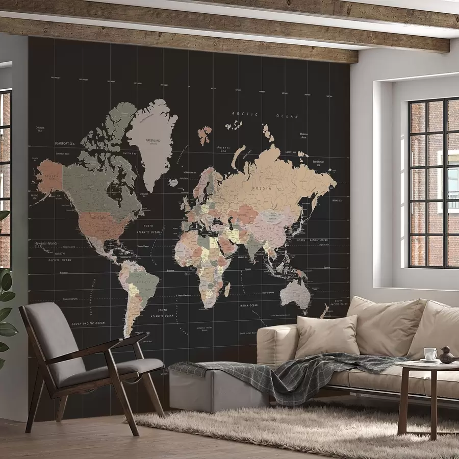 wall murals World map with diverse countries outlined u99477d1