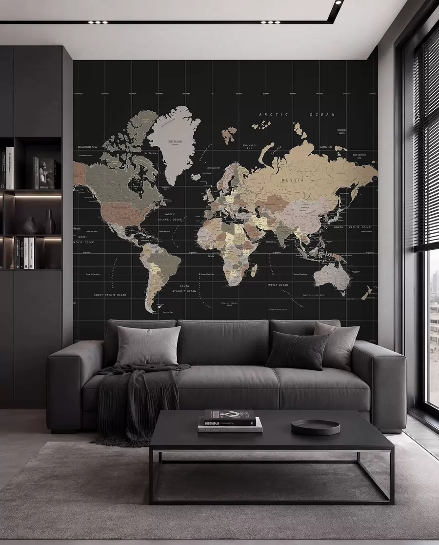 wall murals World map with diverse countries outlined u99477d1