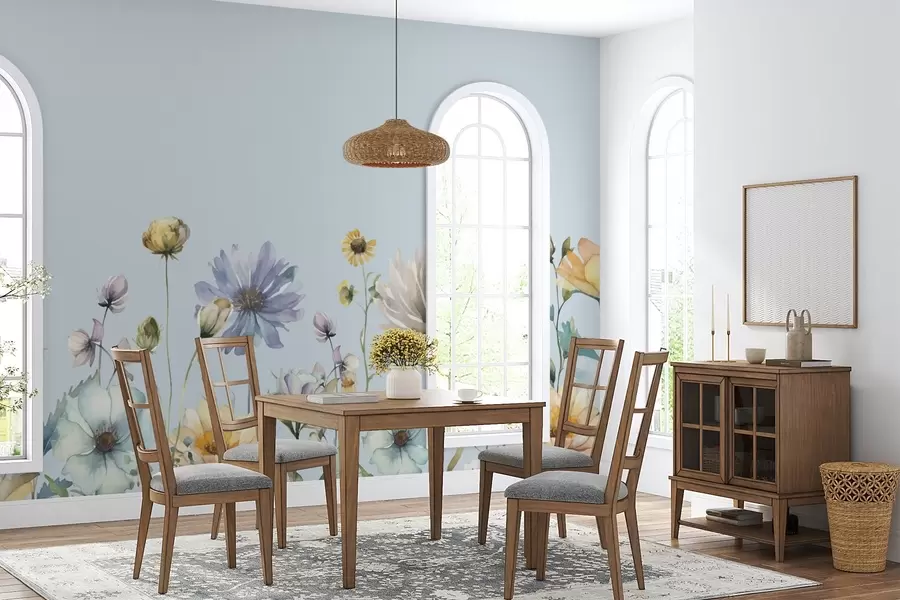 wall murals Blooming flowers in soft pastel hues w00398