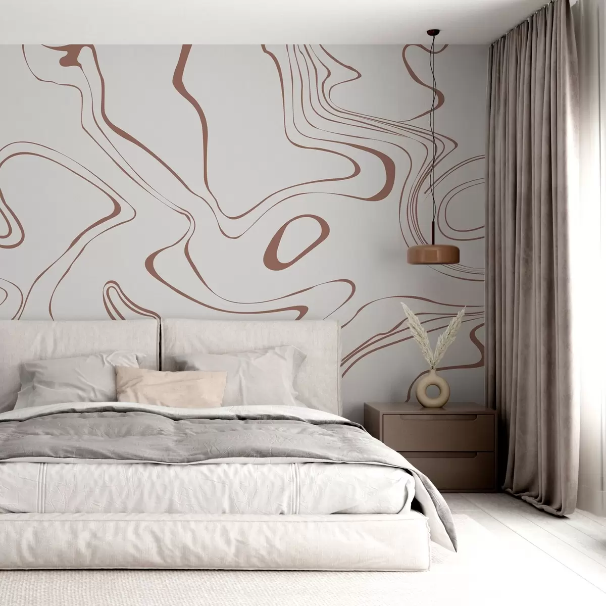 wall murals Abstract lines in neutral tones w00634