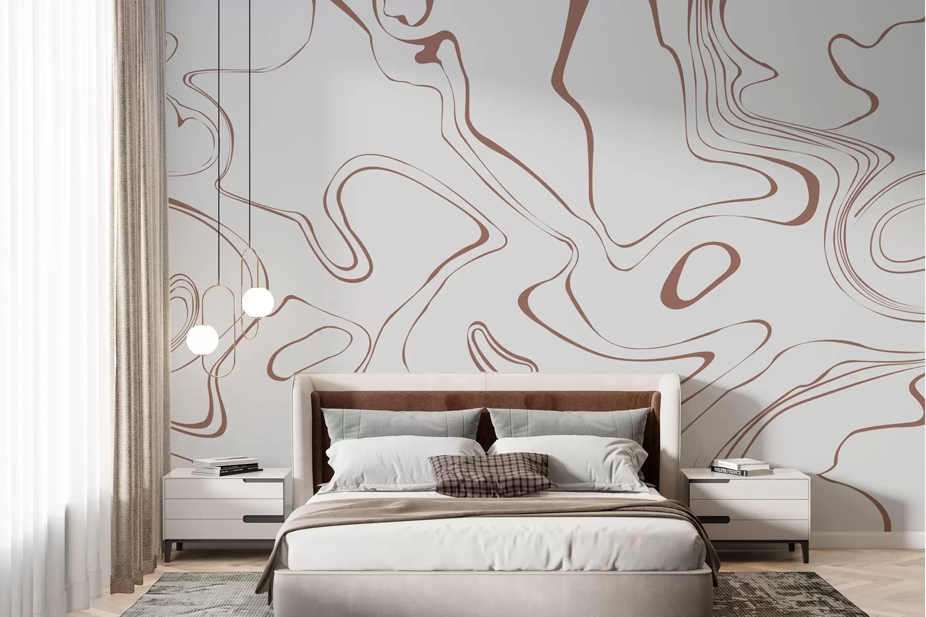 wall murals Abstract lines in neutral tones w00634