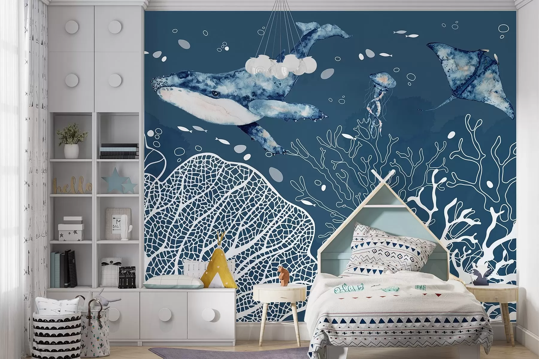wall murals Underwater wonders in serene blues w00848v1