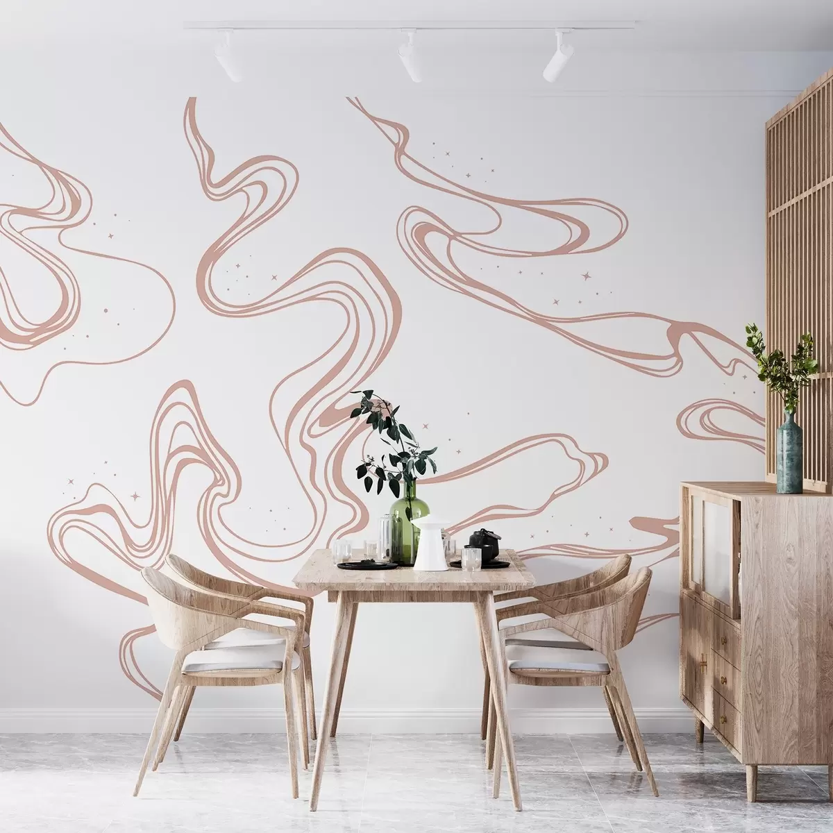 wall murals Elegant swirls on a white canvas w00929