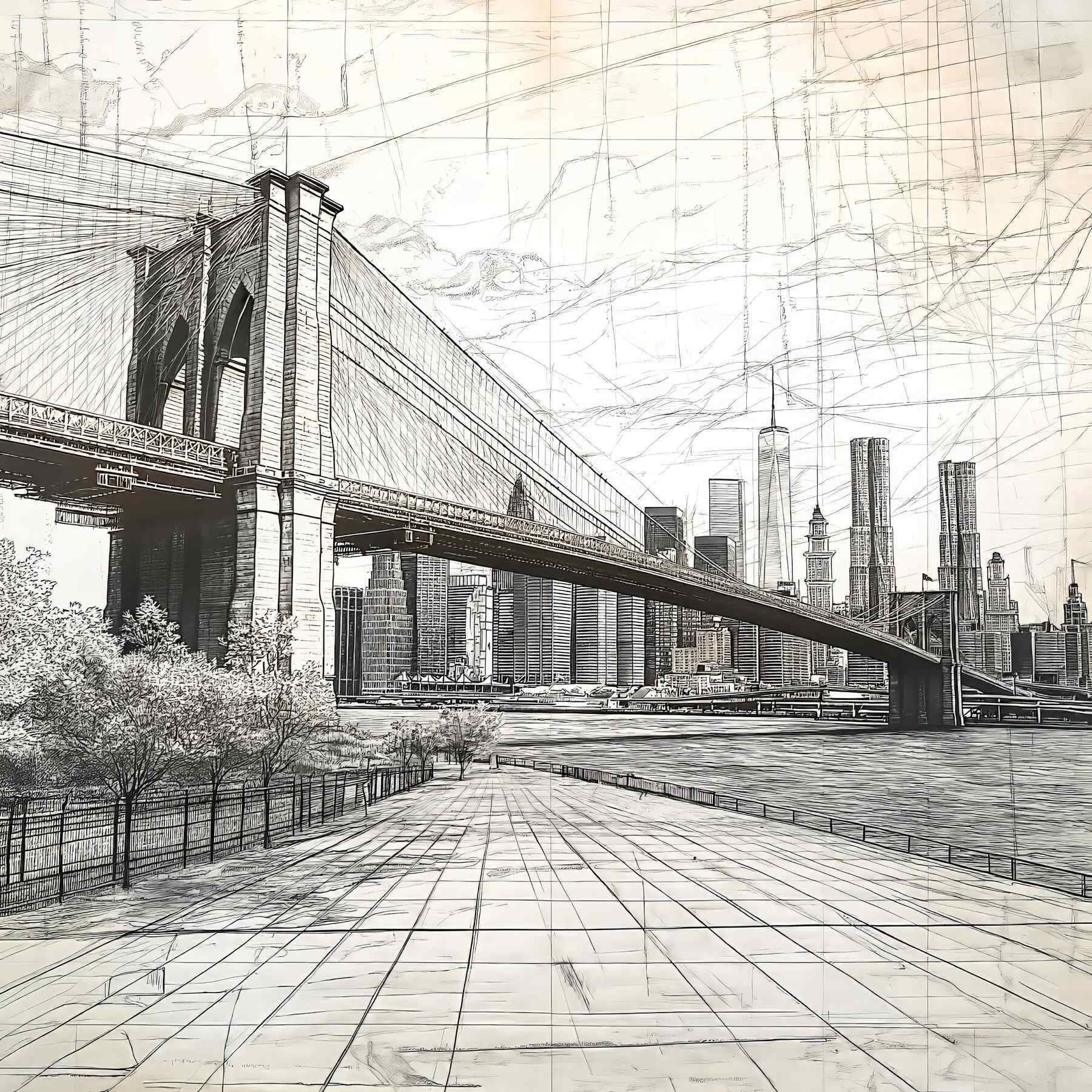 Brooklyn Bridge Pencil Drawing