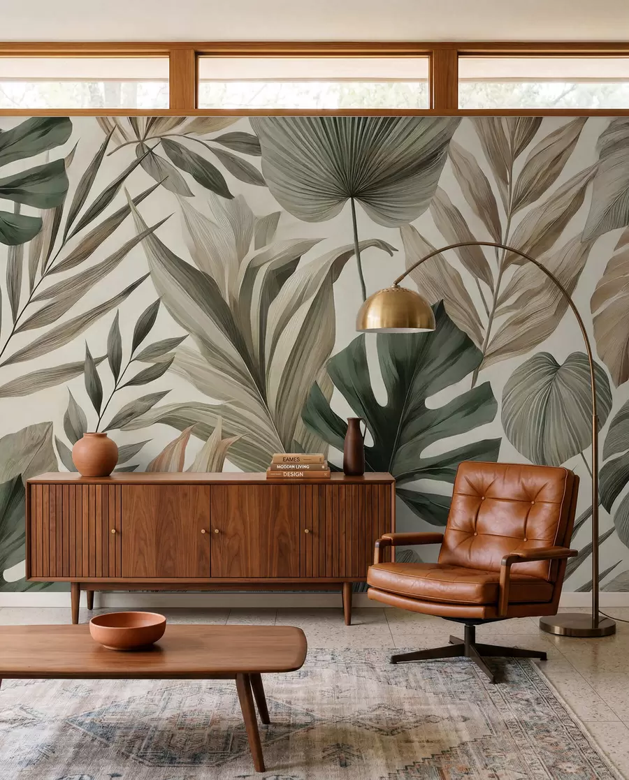 wall murals Layered Tropical Leaves w02082
