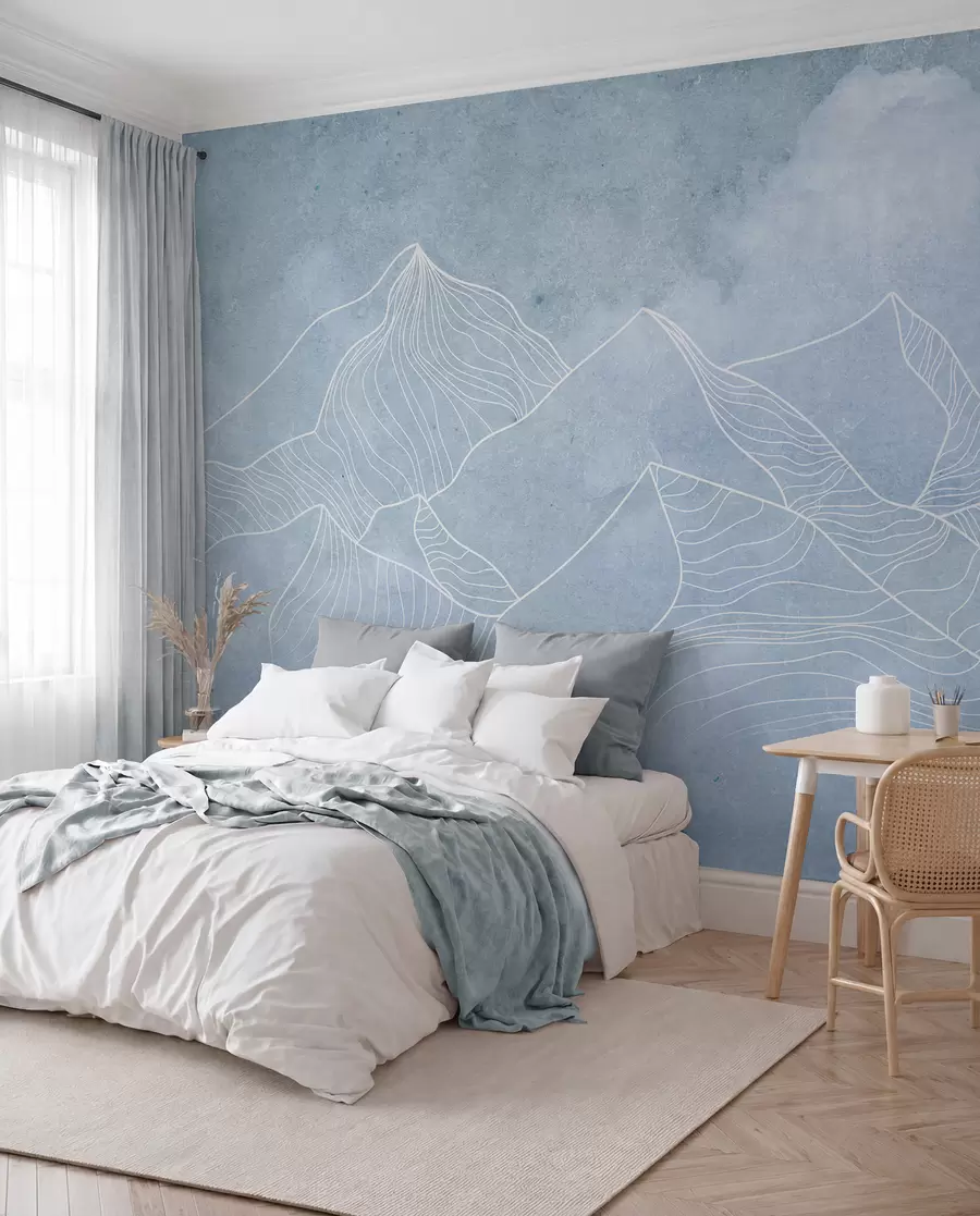 wall murals Serene mountains in soft blue hues u98839v1
