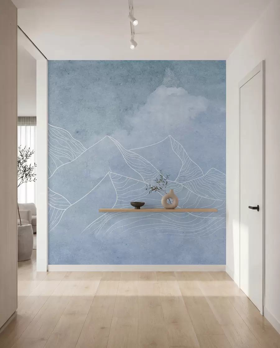 wall murals Serene mountains in soft blue hues u98839v1