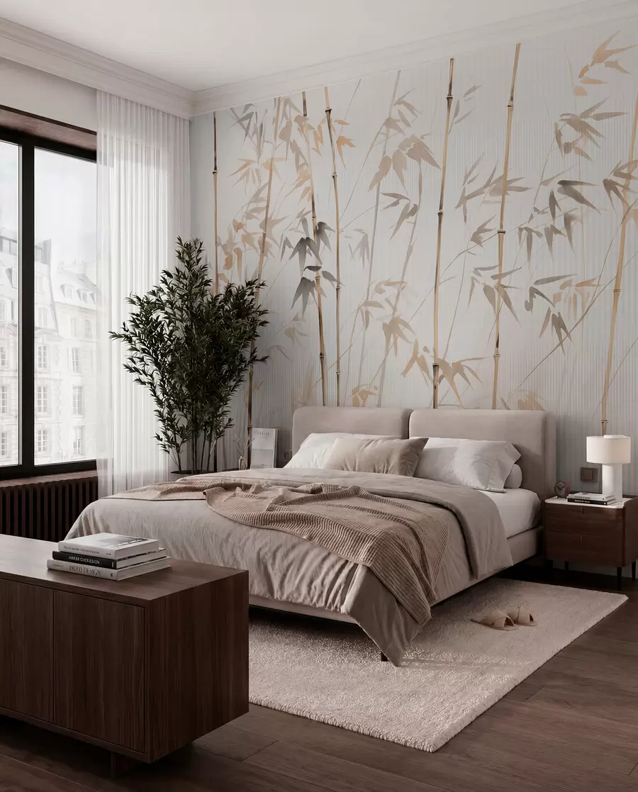 wall murals Watercolor bamboo w08390