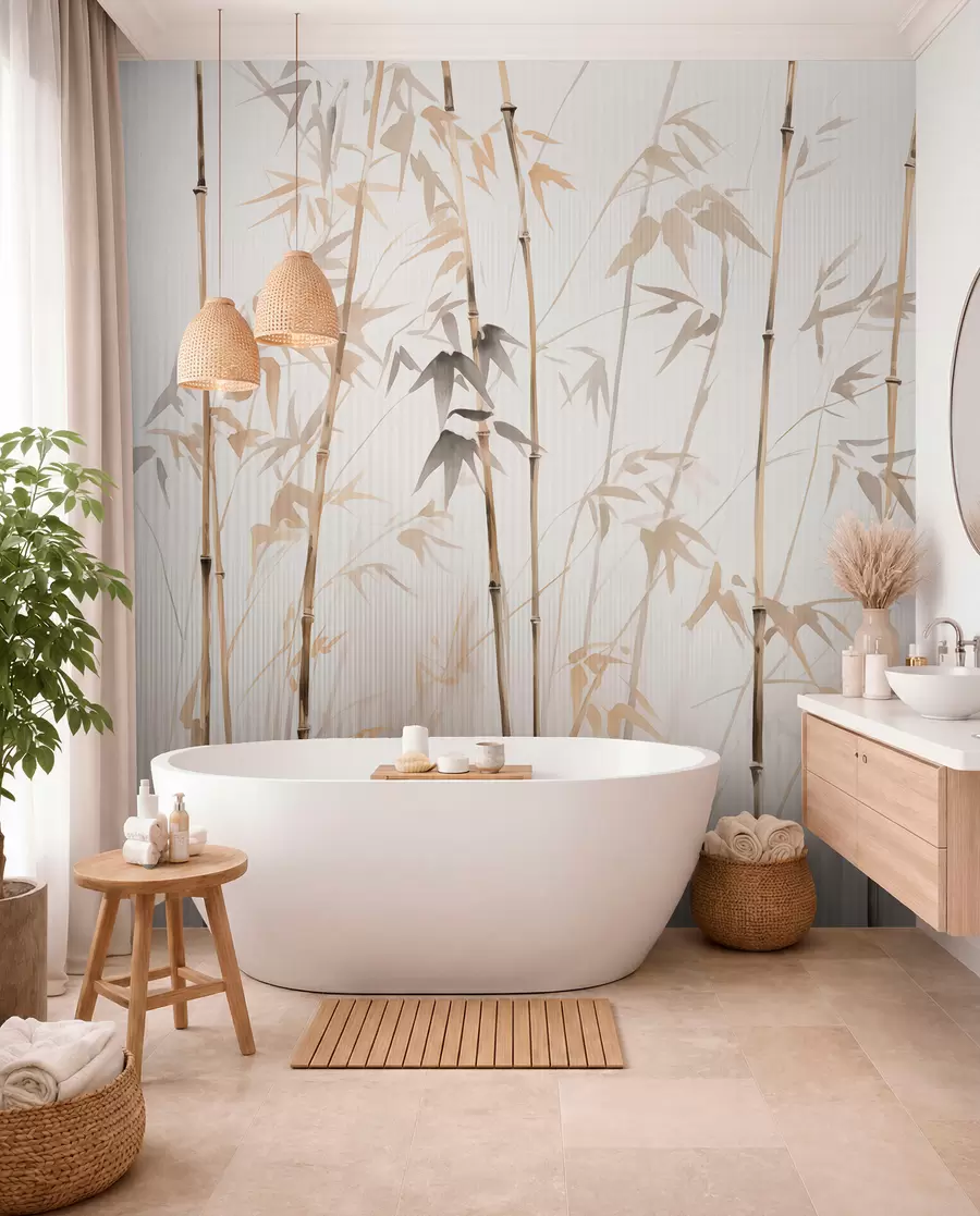 wall murals Watercolor bamboo w08390