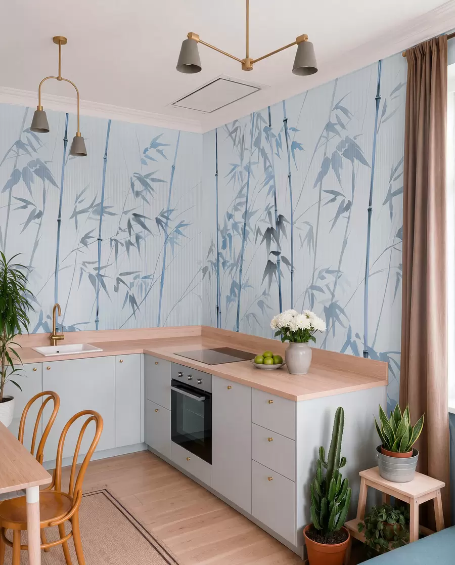 wall murals Watercolor bamboo w08390v1