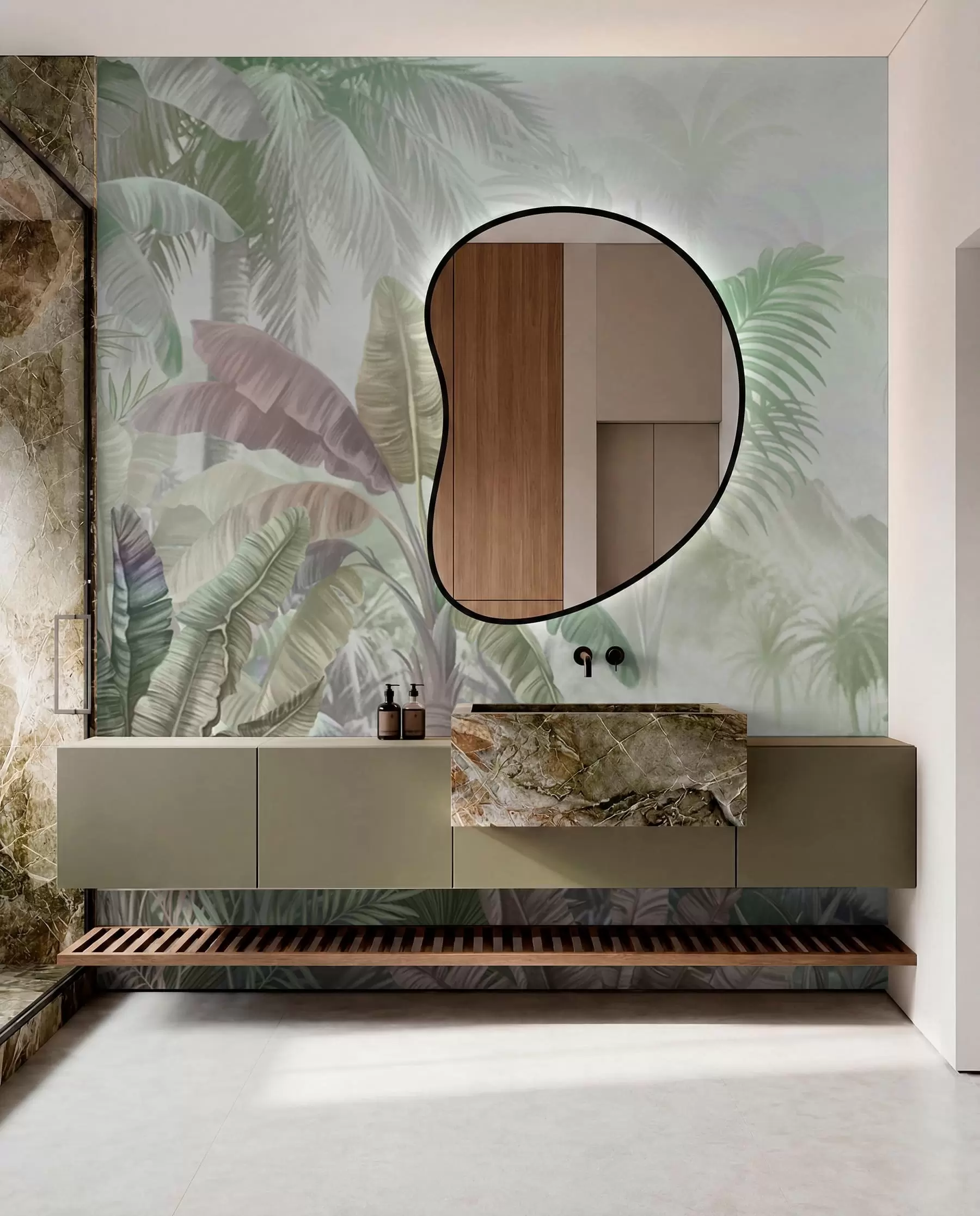 wall murals Rainforest in soft green tones w01931v1