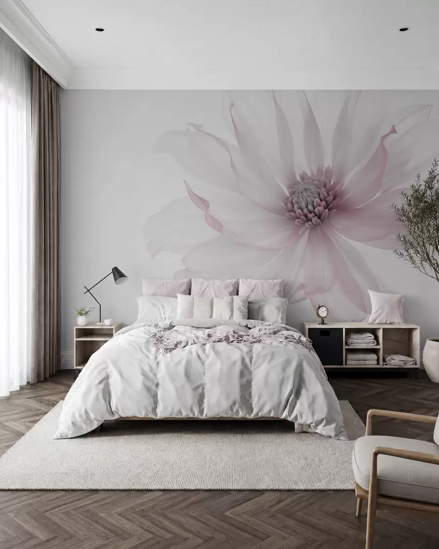 wall murals Delicate pink flower on light background w02077v2