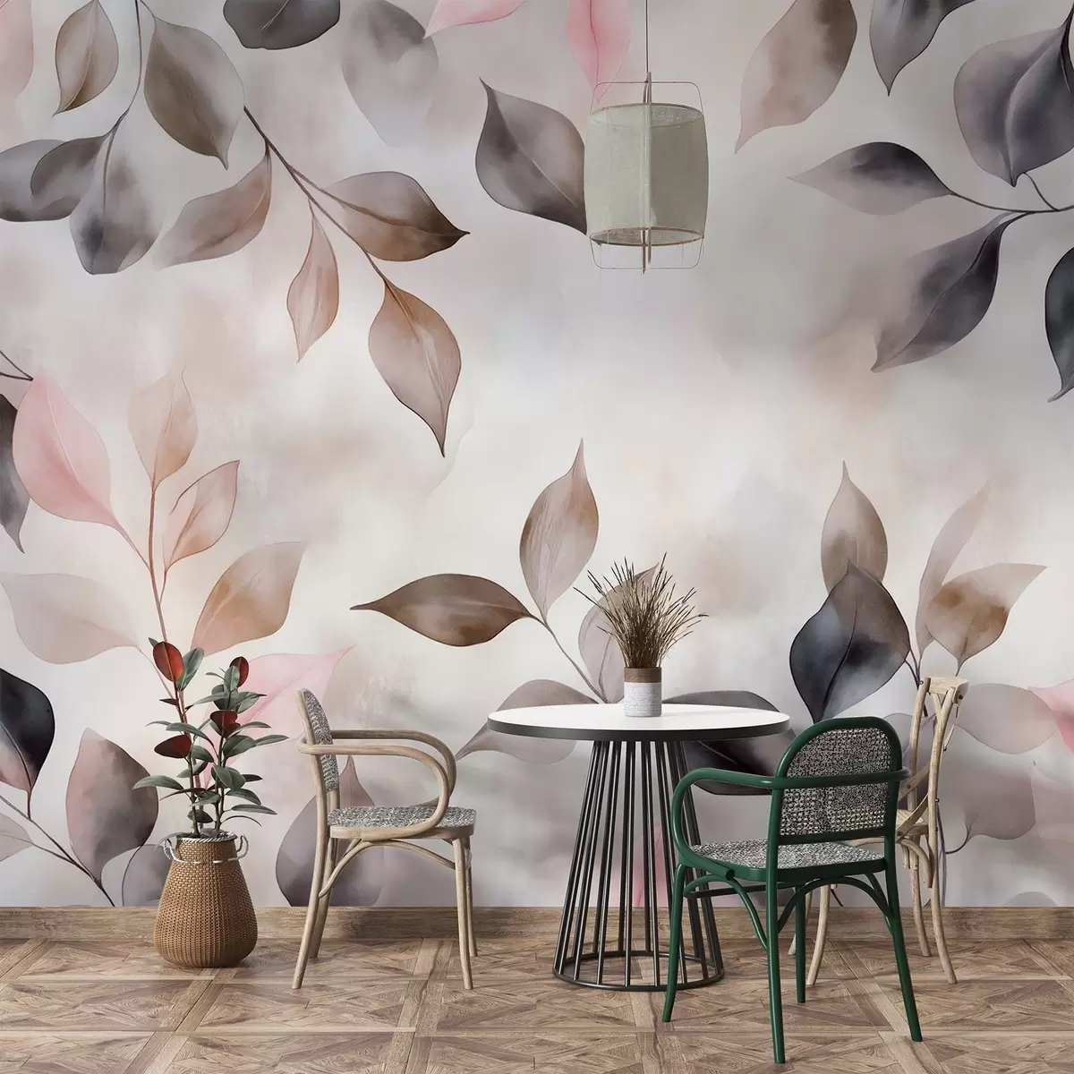 wall murals Delicate watercolor foliage w02069v1