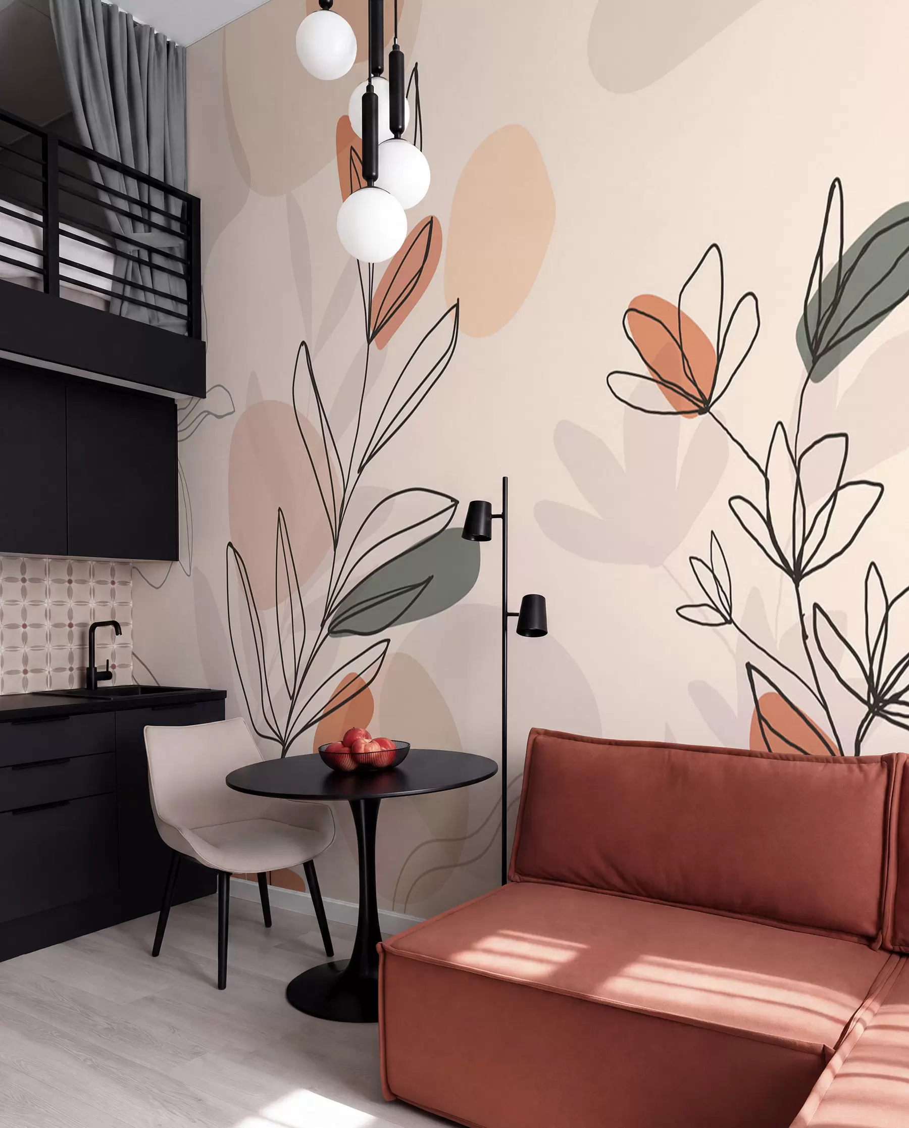wall murals Meadow Stems in Line Art w02103