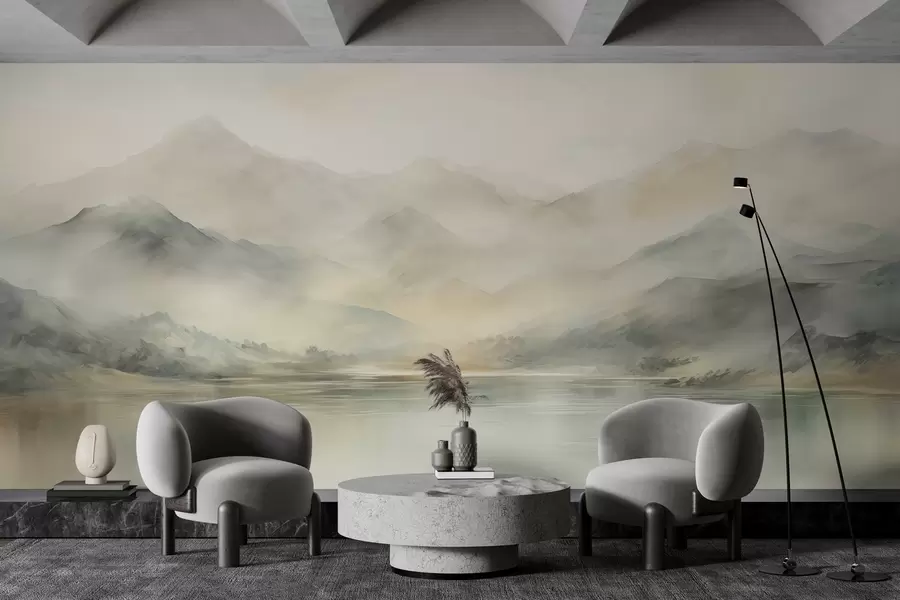 wall murals Painted watercolor mountain landscape w02115