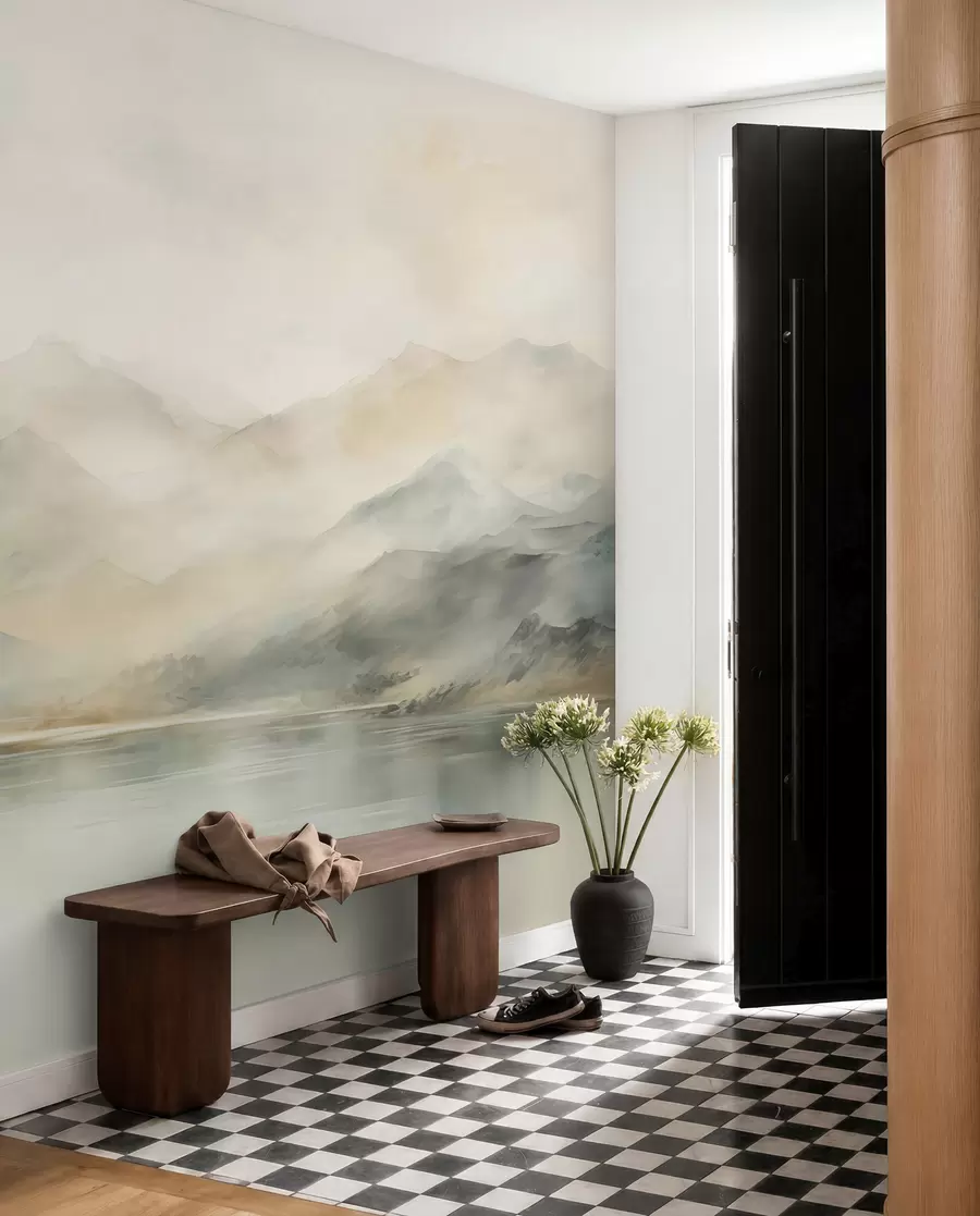 wall murals Painted watercolor mountain landscape w02115