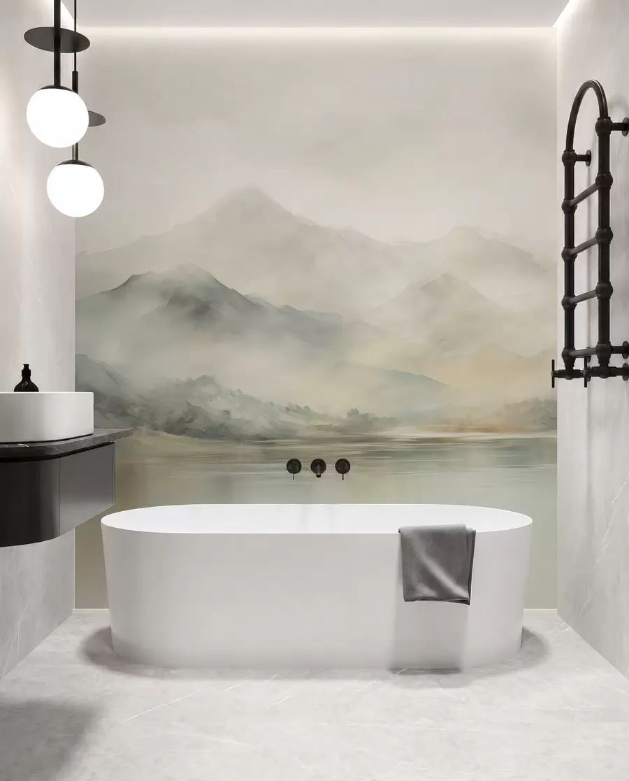 wall murals Painted watercolor mountain landscape w02115