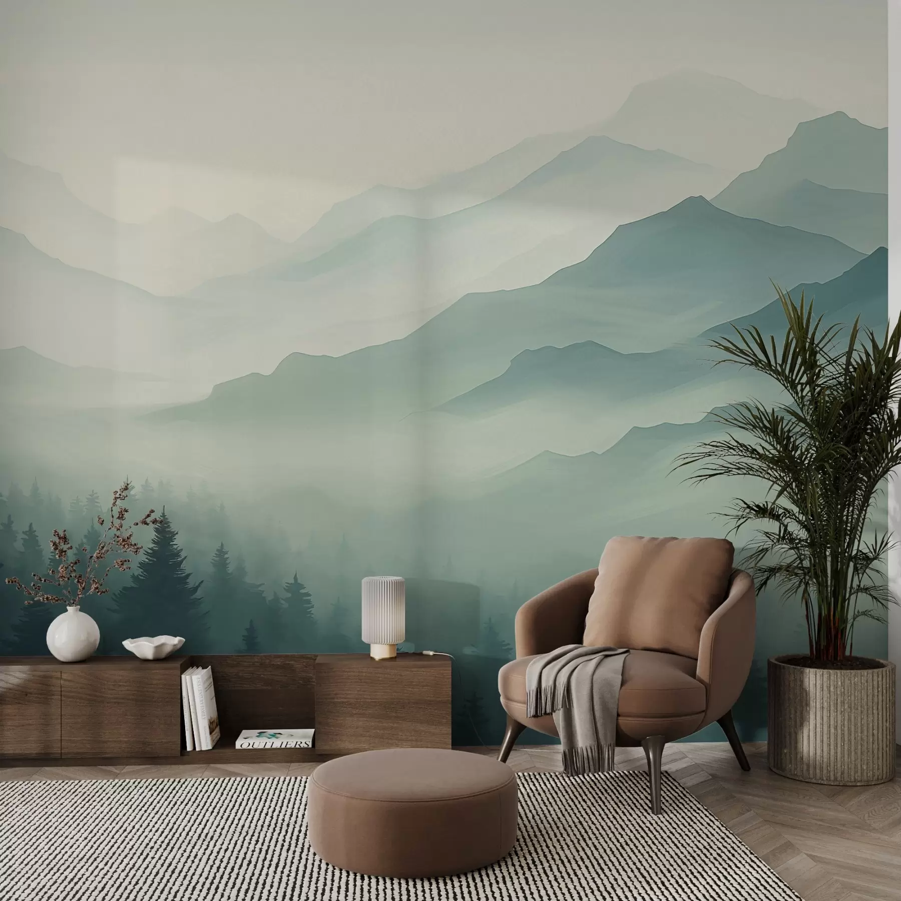 wall murals Forest and mountains w02186