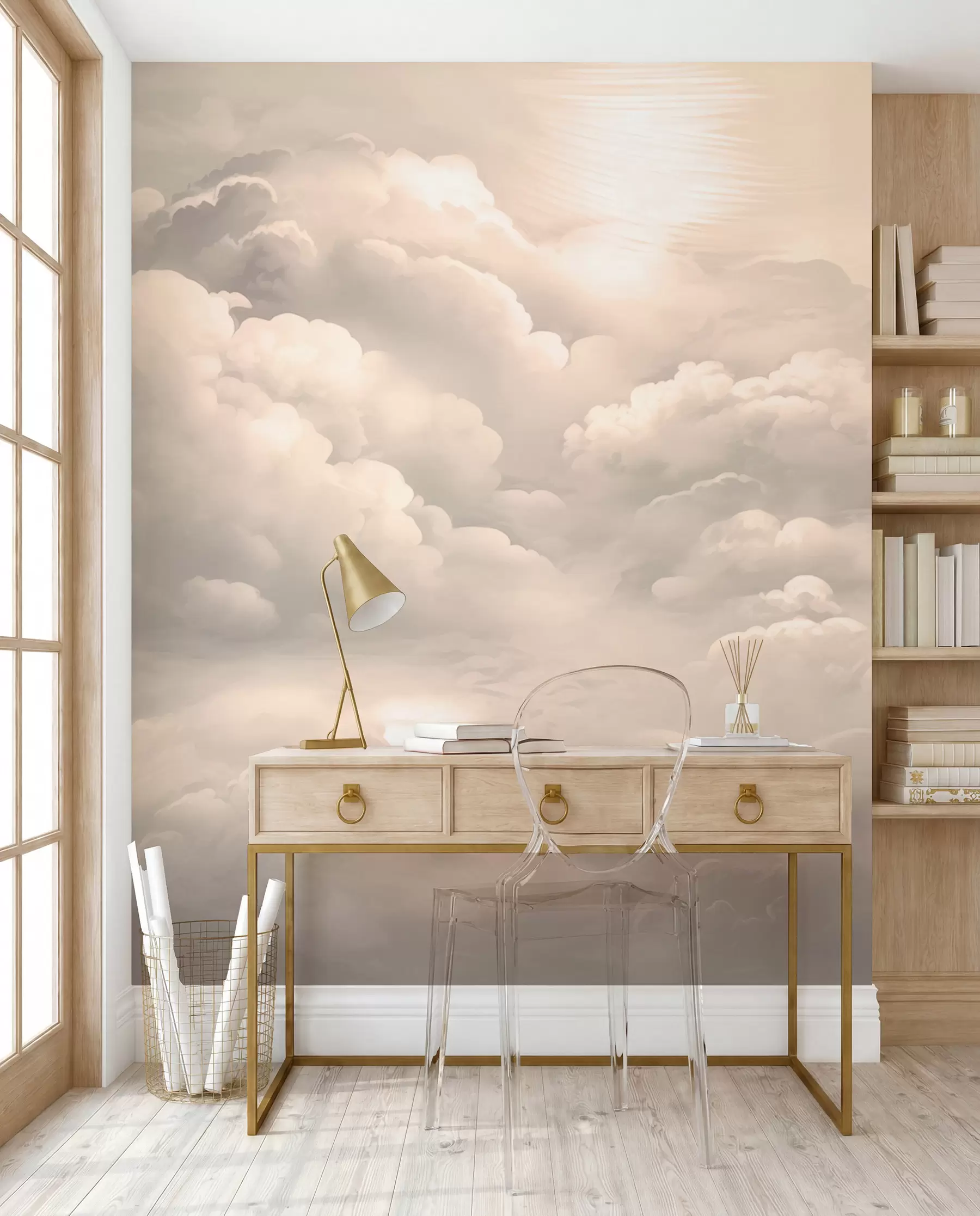 wall murals Clouds in sepia colour w02189