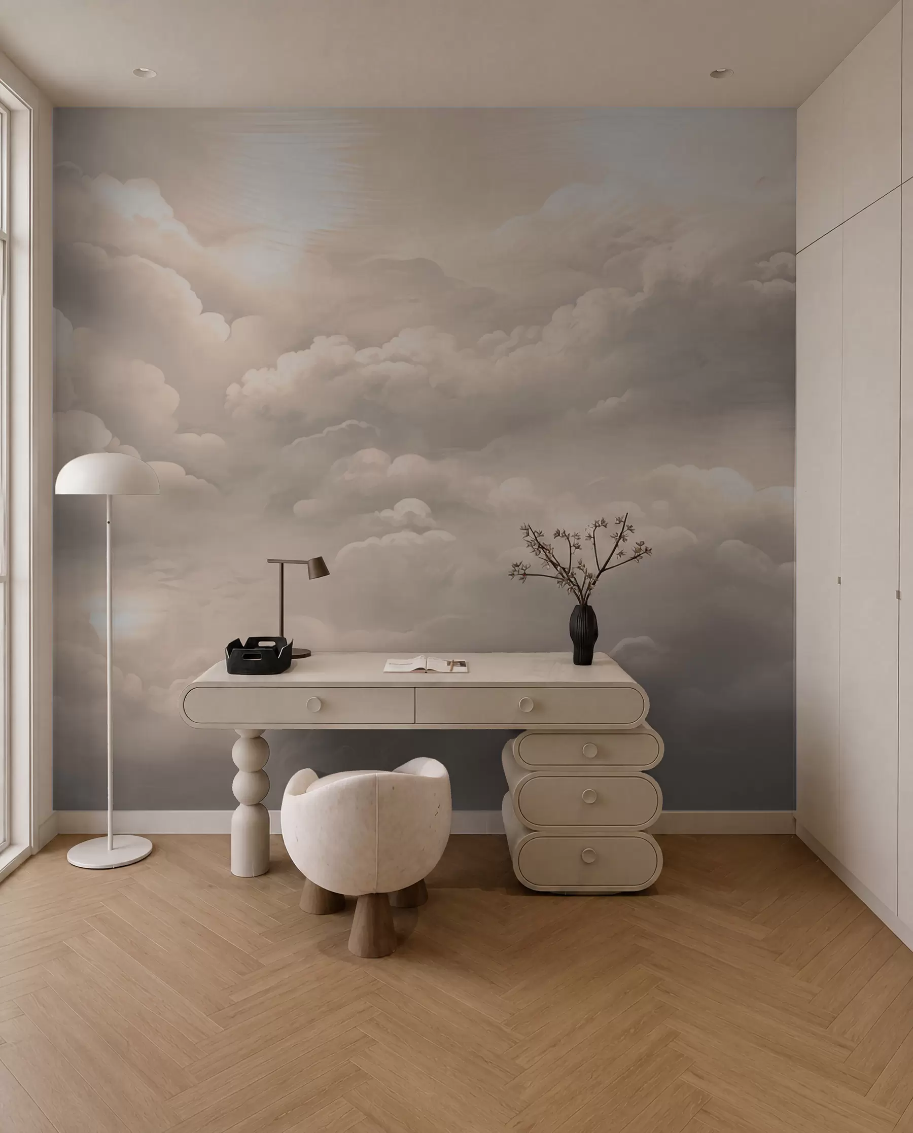 wall murals Clouds in sepia colour w02189