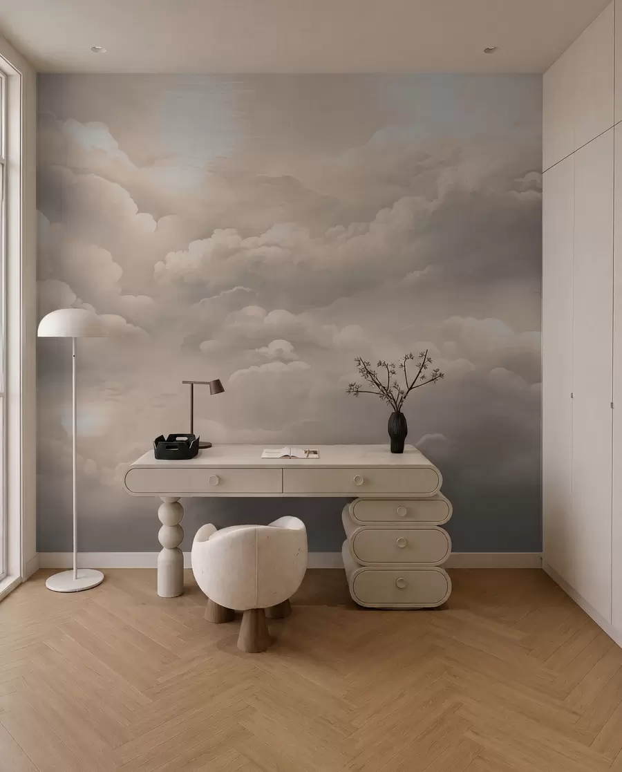 wall murals Clouds in sepia colour w02189