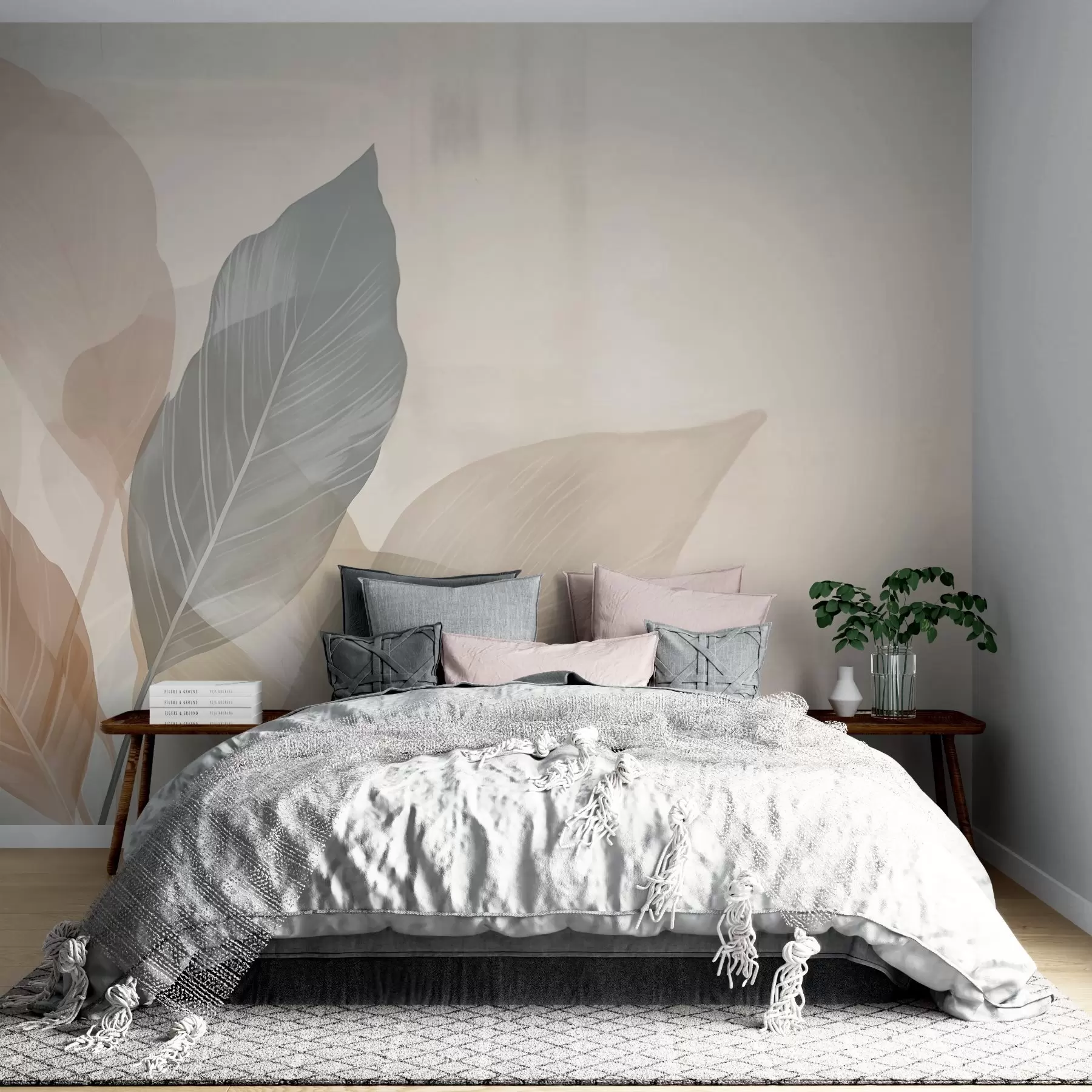 wall murals Retro leaves w02190