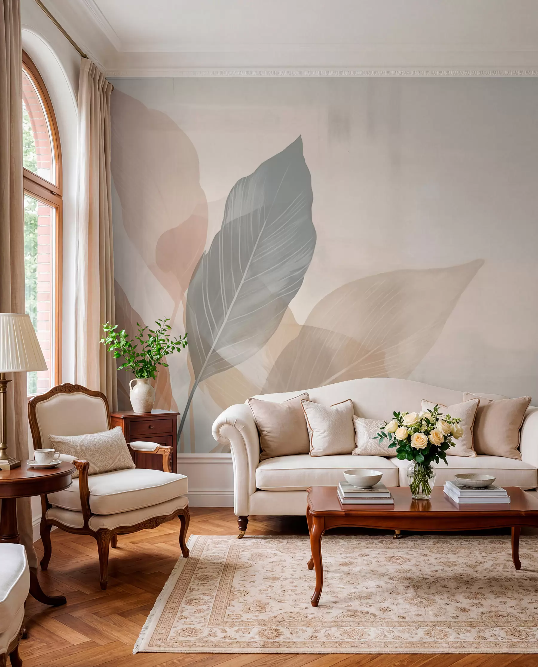 wall murals Retro leaves w02190