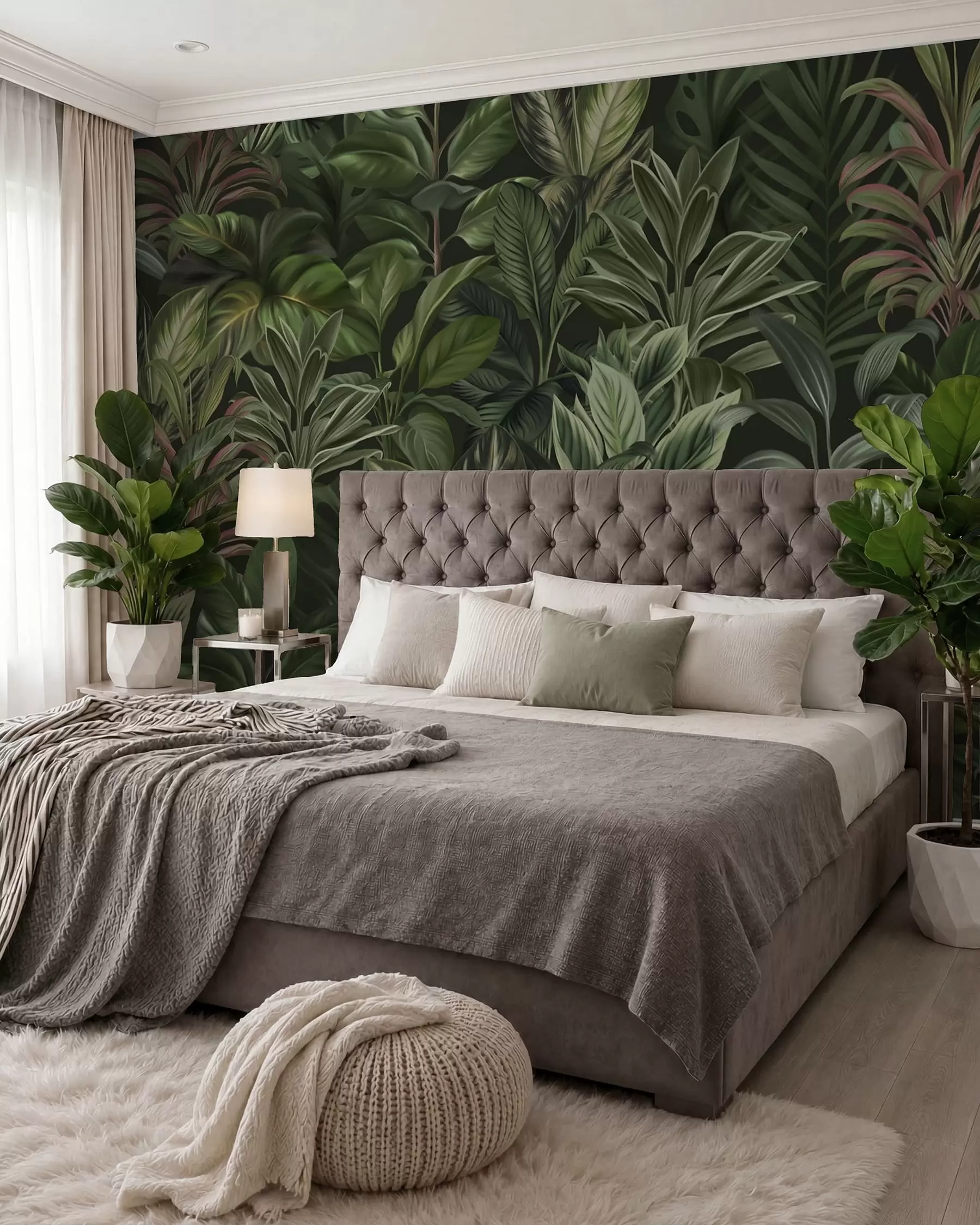 wall murals Thick green tropical foliage w02126