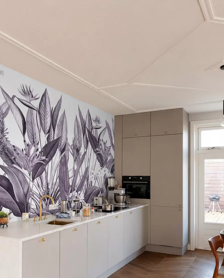 wall murals Tropical foliage in monochrome hues u96833v5